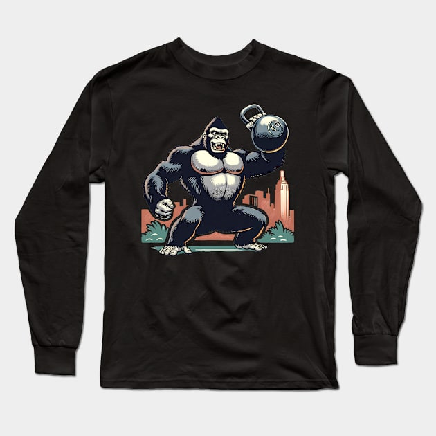 KingKong Kettlebell vintage Tshrit Long Sleeve T-Shirt by Pastew Stdio